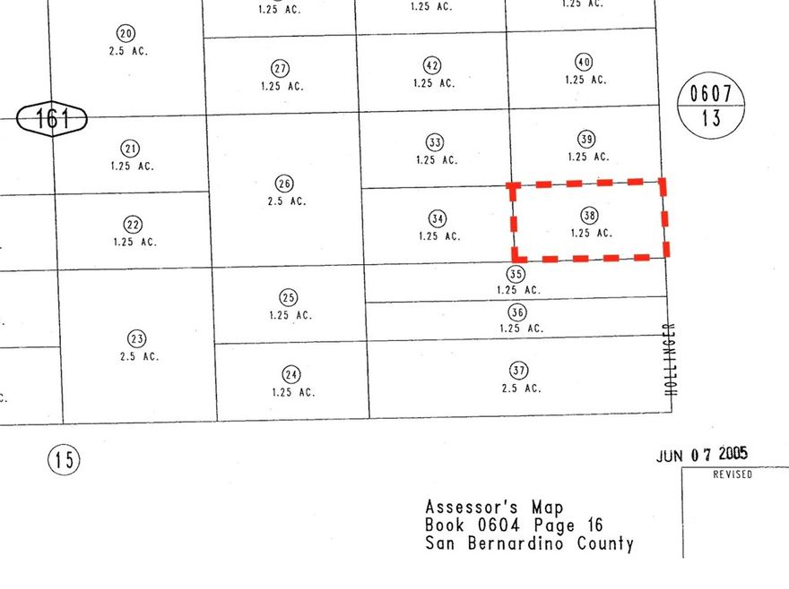 Large 1.25 AC vacant lot with pristine land in beautiful Joshua Tree, close to the Village and the National Park. This lot sits just north of 29 Palms Hwy in the Sunfair West area. It's very close to the Highway Patrol, the Hi Desert Medical Center and Cooper Mountain College. Come and enjoy the lights in the sky not the blinding city lights. Get closer to nature now! ***Road called Sunever Rd. but other maps have it as Hollinger Rd.***