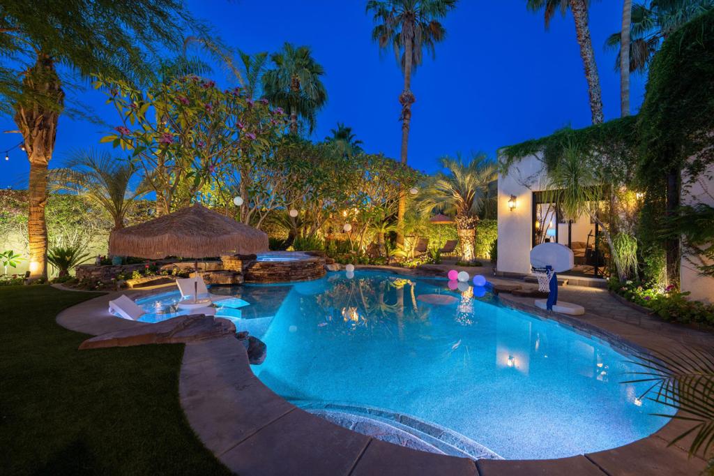 AVAILABLE MARCH AND APRIL OF 2024. 28 day minimum. Custom Built Desert Contemporary Luxury Home. This home can only be rented for a 28 day minimum rental period per the code of Rancho Mirage. RENTED FEBRURY 2024.This beautiful home includes a Chef's Kitchen, Great Room, Media Room with Sunken Bar, Billiard Room/Sports Room with state of the art TV and surround sound, Steam Shower (seats 2 comfortably,) Outdoor Living Room with Fireplace, Outdoor Kitchen with misting system, Master Suite with Sitting Room, custom built-in, swimming pool with 2 tanning shelves with areas to lay on chaise lounges, Swim Jet, Apple TV throughout, Surround Sound systems in 3 rooms, music throughout including outdoors, walking distance to The River, steps away from natural desert walking trails. Great opportunity for High End Luxury Rental. This is a home custom built for entertaining. POOL AND SPA HEAT UPON REQUEST AT A COST. Listing Agent is the Owner and a Real Estate Broker licensed in the state of California.