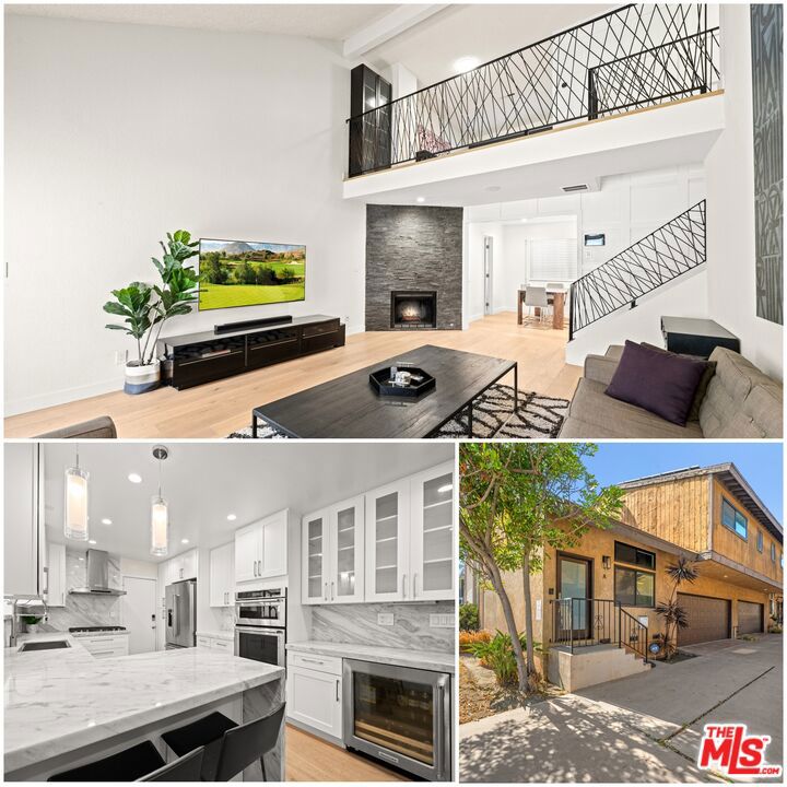 Experience elevated living in this stunning 3-bedroom + loft/office, 3-bathroom townhouse that blends modern elegance with everyday comfort. Completely remodeled in 2023, this townhome has it all. From the moment you enter, soaring ceilings, expansive windows, and a great floor plan create a sense of light and space, perfectly designed for both grand entertaining and intimate gatherings. The kitchen is a showpiece, outfitted with premium KitchenAid stainless steel appliances, custom cabinetry, and sleek Carrera Marble countertops - a culinary haven for the discerning chef. Flow seamlessly into the sophisticated dining and living areas, ideal for hosting in style. Built-in speakers, connected through an iPad with Sonos system, can be found in the living room and kitchen areas. Central air conditioning and heat is thorughout. Upstairs, you will find a loft with built-in cabintry, perfect for an office, or additional living space. Laundry is located upstairs, in-unit. Retreat to the large luxurious primary suite, large enough to fit a king-sized bed, complete with TWO back-to-back closets, fitted with Container Store custom closet systems to maximize space. Into the primary bath, you'll find a spa-inspired deep soak Kohler Tea-For-Two bathtub, tiled with a glass-enclosed shower, dual vanities, and designer finishes. Two additional well sized bedrooms offer comfort and versatility with a beautifully appointed bath. Refined details throughout include wide-plank engineered wood flooring throughout, modern fixtures, and curated finishes that exude timeless sophistication. A private patio is attached off the kitchen, flowing into your oversized private two-car garage, complete with a 220V outlet with a Tesla charger. Inside the garage, you'll find wall shelving, along with overhead hidden storage racks, perfect for storage. Situated in a great location near freeways, stores, and schools, this townhome embodies the perfect blend of luxury and lifestyle. THIS HOME IS ON A SOLAR SYSTEM, SO YOU WILL BENEFIT FROM A NEAR ZERO ELECTRICITY BILL!