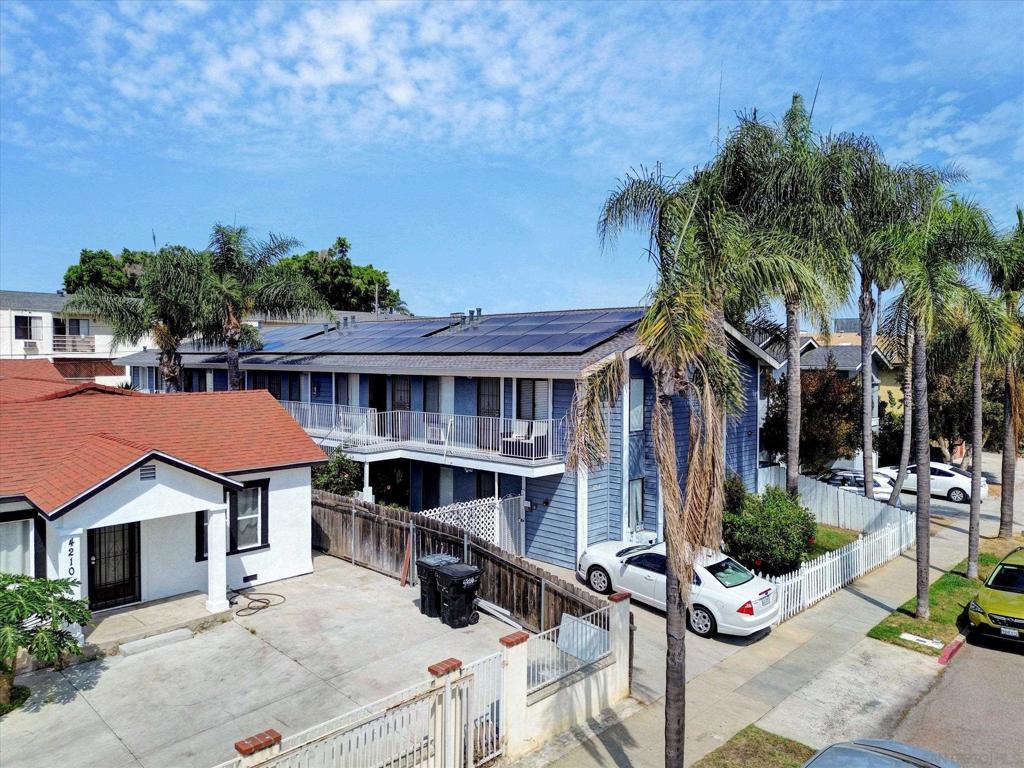 Rare opportunity for a strong cash flowing asset with upside. Brand new 2025 roof and owned solar system. Solar managed by Ivy Energy to the owner's benefit of $12,500 per year. Two units with updates to quartz counters, shaker cabinets, and LVP flooring. Other units to benefit from updates and rent increases. Site has secured gates and security cameras. On-site leased laundry equipment. Each unit has wall AC. Professionally managed by MV Properties, with a reliable, long-time on-site manager.