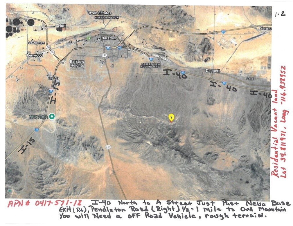 North of Dagget near the Nebo Marine base is 10 acres to use for recreation. The land is rural and there are no utilities. You still have solar, propane options I suspect. The road is rough so bring your 4wD.