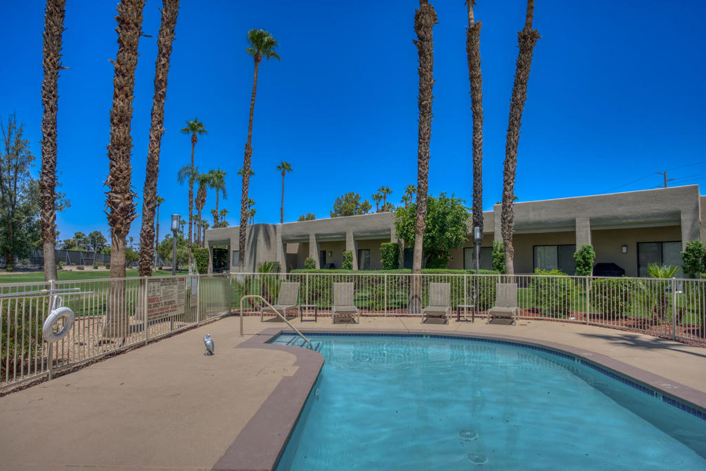Welcome to your desert retreat! This delightful 3-bedroom condo not only offers breathtaking views of the San Jacinto Mountains, but also a beautifully updated interior designed for comfort and style. Inside, you'll find a modern kitchen with sleek finishes, spacious bedrooms filled with natural light, and inviting living areas that open seamlessly to your private patio--perfect for enjoying morning coffee or iconic desert sunsets.Ideally located near the pool, first tee, and a short stroll to the clubhouse, this home puts resort living at your doorstep. Enjoy golf, tennis, pickleball, racquetball, basketball, and 33 pools and spas. The HOA includes a social membership with no monthly minimums, plus exterior building maintenance, insurance, landscaping with water, and 24-hour guarded security with patrol for true peace of mind.On-site amenities feature a fitness center, full-service restaurant, and an adjoining DoubleTree Hotel for visiting friends and family. Just outside the gates, world-class dining, casinos, shopping, and entertainment await. Stylish, comfortable, and perfectly located--this is desert living at its finest.