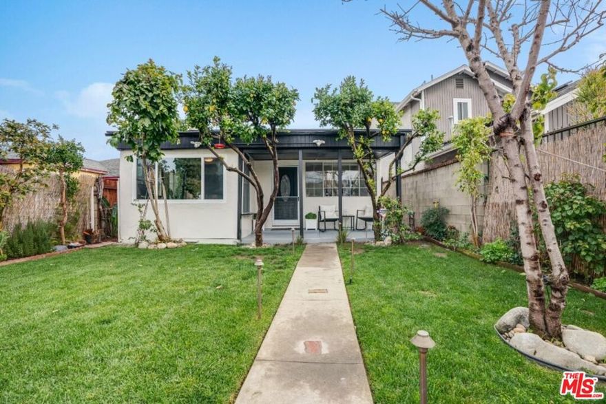Fabulous Sherman Oaks Cottage! Gated & Secure. 2 bed/3 bath in the heart of Sherman Oaks. Welcomed by a sizable front yard, enter this updated,single-level, storybook home that boasts an open floor plan with high ceilings & tons of natural light. Huge living room w/heat-generating, high-tech fireplace.Expansive eat-in, kitchen jeweled w/newer stainless appliances & granite countertops. Opens to the dining area & separate bonus space; great for a home gym,office, child's playroom, etc. Both bedrooms are en-suite, plus a bonus full bathroom! Entertainer's backyard has a brand new pergola w/firepit. One-car,detached garage w/ADU potential! Recent upgrades done to bathrooms, roof, & flooring. New washer/dryer & electrical panel. Plus, plenty of additional street parking. Great starter home - Condo alternative! PROPERTY IS COMPLIANT WITH EMERGENCY GUIDELINES!