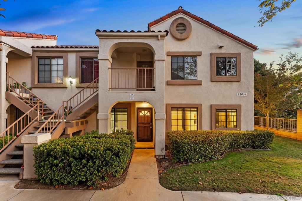 Coveted location within the community featuring west-facing views from your private patio with canyon views. This end-unit, move-in ready, ground-floor condo offers a thoughtful layout with 2 primary bedrooms both with en-suite baths and abundant natural light. Features include central A/C and fresh paint throughout. Community highlights include assigned parking, ample guest parking and two pools. Situated in the highly rated Poway Unified with sought after schools, conveniently located near I-15 & Hwy 56, ample shopping, and parks this is the perfect opportunity to own in a highly sought after neighborhood.
