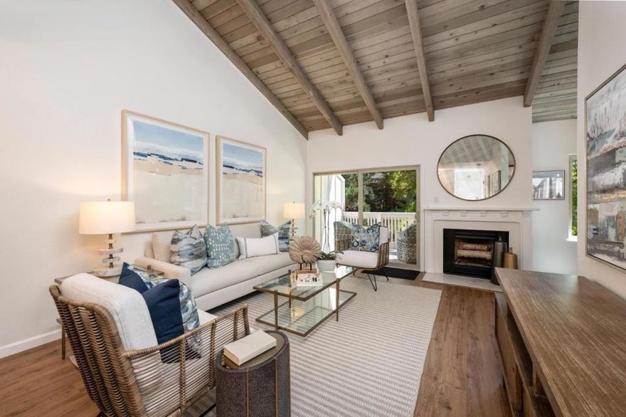 Soaring ceilings, 2 patios, 2-car attached garage, air-conditioning and remodeled kitchen/bathrooms! Extensively remodeled in 2021 including: new kitchen, 2 remodeled bathrooms, updated flooring, stairs, new HVAC system and insulation -- creating an open floor plan surrounded by privacy, trees and tranquility. Enjoy the remodeled chefs kitchen with stainless appliances and a peninsula that opens up to the dining room. The living room provides direct access to the upstairs balcony, plus there's a powder room on the main level as well. The two bedrooms downstairs have access to another private patio with room for gardening. A two-car attached garage with laundry leads directly inside helping to create a "single family home" feel to the townhouse. Enjoy community perks just a block away: pool, clubhouse, tennis, and playground plus easy access to Laurelwood shops, farmers market, Hillsdale Mall, CSM, and 225 acres of trails at Laurelwood Park.