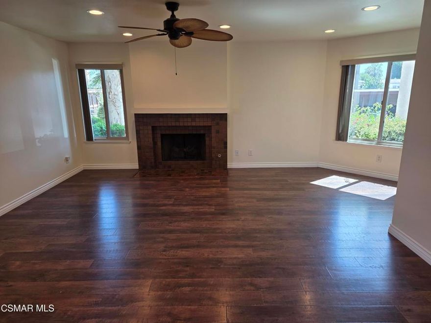Sharp ground level 3-bedroom 2 bath condominium which features two patios. Refrigerator, washer and dryer included.  In-unit laundry, Trash and water are included in the Hoa fee. Central HVAC, wood-style flooring, recessed lighting, and two assigned covered parking spaces with ample locker storage spaces. Master bedroom offers a large walk-in closet and dressing area. New bathroom flooring in one of the two bathrooms. There are so many amenities to enjoy. The Sinaloa Villas offers a swimming pool, jacuzzi, tennis courts, BBQ, picnic areas and a club house. Don't miss out on this opportunity!