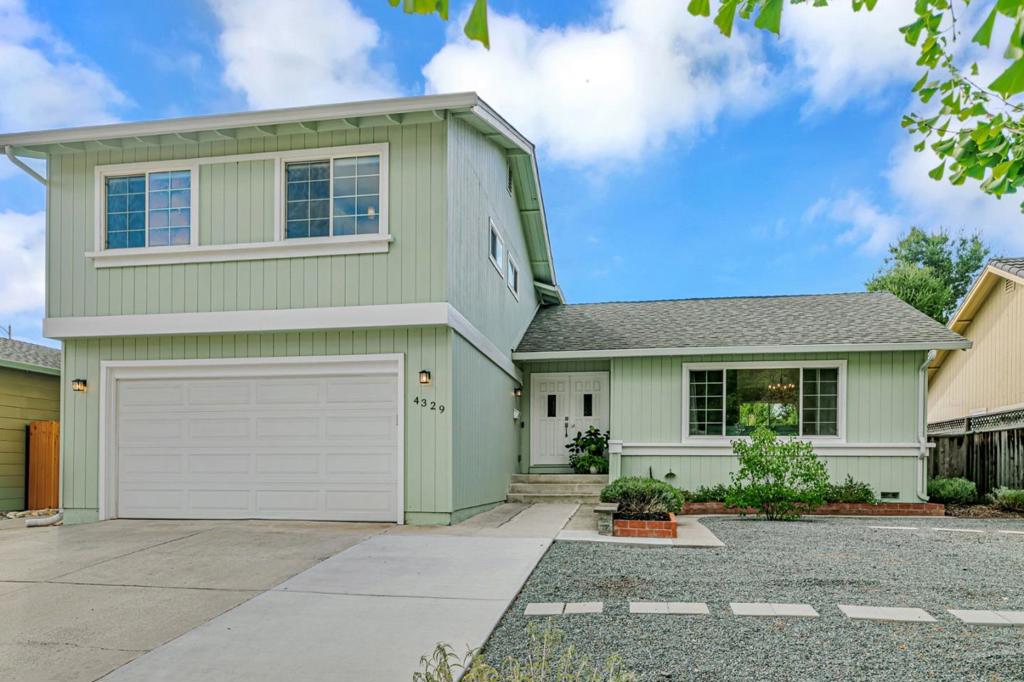 Welcome to your dream home at 4329 Hampshire Place, nestled in the coveted Thousand Oaks neighborhood of San Jose. This charming 4-bedroom, 2.5-bathroom residence offers a perfect blend of comfort and style across 1,860 square feet of living space.Step inside to find spacious living areas accentuated by vaulted ceilings that invite an abundance of natural light. The family room, a perfect spot for entertaining, opens directly to a perfectly sized, low-maintenance backyard. This outdoor space, adorned with mature trees, offers a serene escape and is ideal for gatherings or quiet relaxation.The heart of the home, the light and bright eat-in kitchen is equipped with new appliances, a breakfast area and upgraded lighting. Whether you're hosting dinner parties or enjoying a quiet night in, the thoughtful layout caters to every occasion. Retreat upstairs to find four inviting bedrooms, including a sunny primary suite perfect for relaxation. The home also boasts a renovated two-car garage featuring sleek epoxy flooring, complete with a convenient washer/dryer and ample cabinetry for all your storage needs. Located near the neighborhood's centerpiece, Thousand Oaks Park, this home is a true gem. Conveniently located near freeways, shopping and schools.