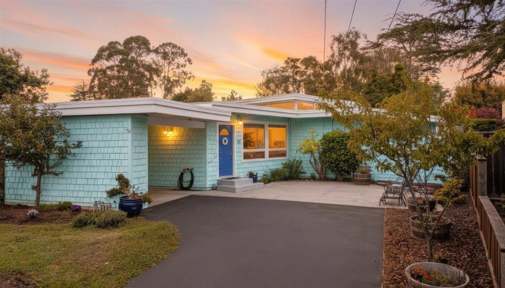 Welcome to this inviting open concept mid-century bungalow nestled in the charming neighborhood of Rio Del Mar. This residence offers a perfect blend of comfort and style. The kitchen is a chef's delight, featuring granite countertops, Thermador Gas Stove and Oven, & walk-in pantry. The outdoors include a plumbed-in BBQ grill, outdoor shower and a hot tub, providing ample outdoor space for relaxation and entertainment. The raised ceiling surrounded by windows and open beam ceilings including skylights, adds to its spacious feel. Â Retractable pleated blinds on most windows and on skylights in the living room. The great room is warmed by a cozy Gas Direct Vent Fireplace insert. The flooring is a mix of elegant hardwood and soft carpet in the bedrooms. A dedicated inside laundry room offers convenience. The bathrooms are well-appointed with double sinks and tile finishes, with stall showers. The primary shower is deep with 9 shower heads! Â Ample parking in the carport and double driveway for 6 cars. Enjoy beautiful vistas on neighborhood walks. 10-minute walk to Rio del Mar Beach, Hidden Beach, and Platforms Beach. Â Close to Seascape, Nicene Marks State Park is only 2 miles away. Â Don't miss the opportunity to make this Aptos gem your own!