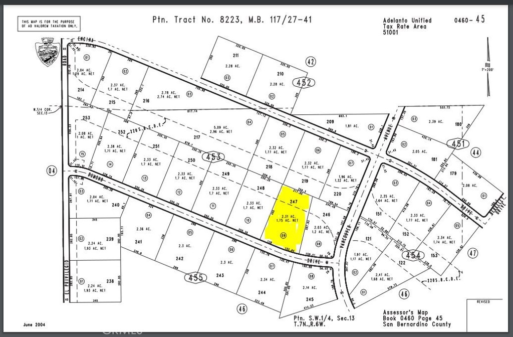 2.31 ac parcel in dry subdivision close to Highway 395. Own a piece of Adelanto while prices are still afordable. Truck driver friendly near paved highway.
GPS Coordinates: 34.694684,-117467074
