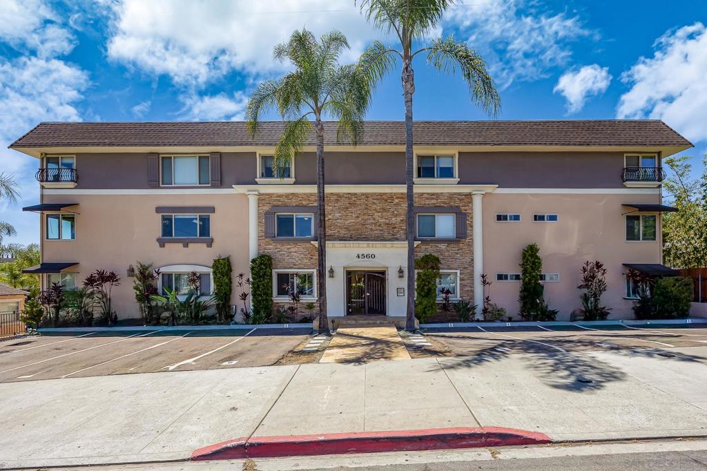 This 2 bed, 2 full bath, corner condo offers abundant natural light and unobstructed views of San Miguel Mountain, Mt. Miguel, and Mt. Helix. The functional layout is ideal for roommates or small families, with each bedroom separated by the main living space for added privacy. The open-concept living and dining area flows into a kitchen with stainless steel appliances and everything a home cook needs. Updated within the last year, the home is move-in ready with refreshed bathrooms, paint, lighting fixtures, A/C mini-split, W/D hookups, and more. The gated complex features a lush courtyard with mature tropical landscaping, a pool, off-street parking, elevator access, and a private storage closet. Just a 5-minute drive to SDSU and walking distance to over 30 restaurants, bars, and grocery stores, this location offers a highly walkable and convenient lifestyle.