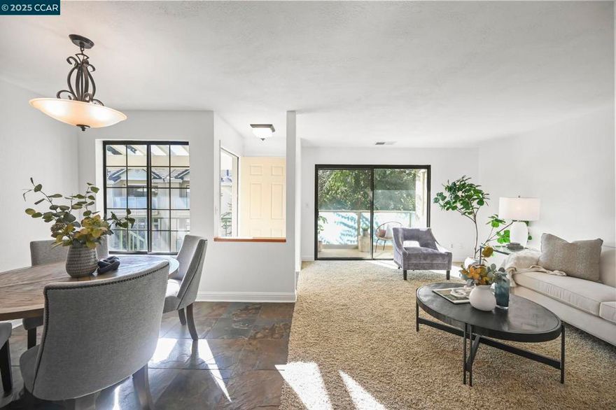 Beautifully updated and move-in ready! This bright, inviting, top-floor home features a completely remodeled primary bath, a refreshed secondary bath, and a modern kitchen with granite countertops and upgraded cabinetry. The convenience of indoor laundry with washer and dryer adds to the home’s easy living appeal, while two private balconies—off the primary suite and living room—offer perfect spots to unwind outdoors. Located within the top-rated SRVUSD, this home enjoys a prime location just moments from the Iron Horse Trail, local dining, and shops, with Bishop Ranch and commuter routes close by. Additional highlights include a 1-car garage plus one assigned parking space, ample guest parking, overnight private gated access, and lush greenbelts throughout the community with picnic and BBQ areas, playground, plus a fenced dog play area. A must-see for anyone seeking style, comfort, and convenience in a fantastic location!
