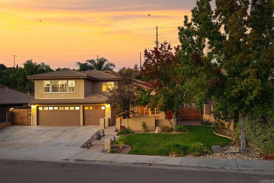 5 BEDROOM, 3 BATH 2868 SQ FT HOME ON A .27 ACRE LOT WITH NO HOA AND THIS HOME FEATURES A FRESHLY PAINTED INTERIOR, NEWER CARPETING WITH TRAVERTINE FLOORING, BEDROOM AND FULL BATH ON THE 1ST FLOOR, VAULTED CEILINGS, SPACIOUS LIVING ROOM AND FAMILY ROOM WITH FIREPLACE, HUGE EAT IN KITCHEN WITH CORIAN COUNTERS, STAINLESS APPLIANCES, CENTER ISLAND ALONG WITH WALK IN PANTRY, PAID FOR SOLAR, WHOLE HOUSE FAN, RAISED PANEL DOORS, RECESSED LIGHTING, DUAL PANE WINDOWS AND SLIDERS, INSIDE LAUNDRY ROOM, LARGE PRIMARY BEDROOM, PRIMARY BATH HAS  DUAL VANITY, SEPARATE TUB/SHOWER, DUAL WALK IN CLOSETS WITH ORGANIZERS, BIG GUEST BEDROOMS, PROFESSIONALLY LANDSCAPED YARD WITH STAMPED CONCRETE, FIREPIT, GRASSY AREA, INCREDIBLE COVERED PATIO WITH OUTDOOR KITCHEN, BUILT IN BBQ WITH SIDE BURNER AND BEVERAGE FRIDGE, 3 CAR GARAGE, RV PARKING AND MUCH MORE.