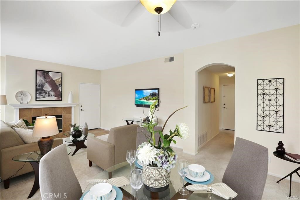 THIS BEAUTIFUL, COMFORTABLE, LIGHT, AND BRIGHT HOME IS STEPS TO THE ASSOCIATION POOLS & CLUB HOUSE. ATTACHED ONE CAR GARAGE WITH DIRECT ACCESS AND ONE ASSIGNED CAR SPACE (#660) right outside the unit. LARGE FRONT PATIO FOR OUTDOOR LIVING. Boasting high ceiling, Upgraded new kitchen appliances and newer fridge, bathrooms with granite countertop and new sinks and faucet., breakfast bar, and gas burning fireplace for cozy gatherings. Spacious primary bedroom with walk in closet and additional 2nd closet. CONVENIENT INDOOR LAUDRY AREA. ALL BEDROOMS, BATHROOMS, LIVING ROOM, KITCHEN AND DINNING ROOM ON THE SAME FLOOR. THE COMMUNITY OFFERS, clubhouse, two pools, hot tubs, fitness center, BBQ areas. Walking distance to Town Center restaurants, shops, movie theatre and parks.
Refrigerator,Washer and Dryer are included.