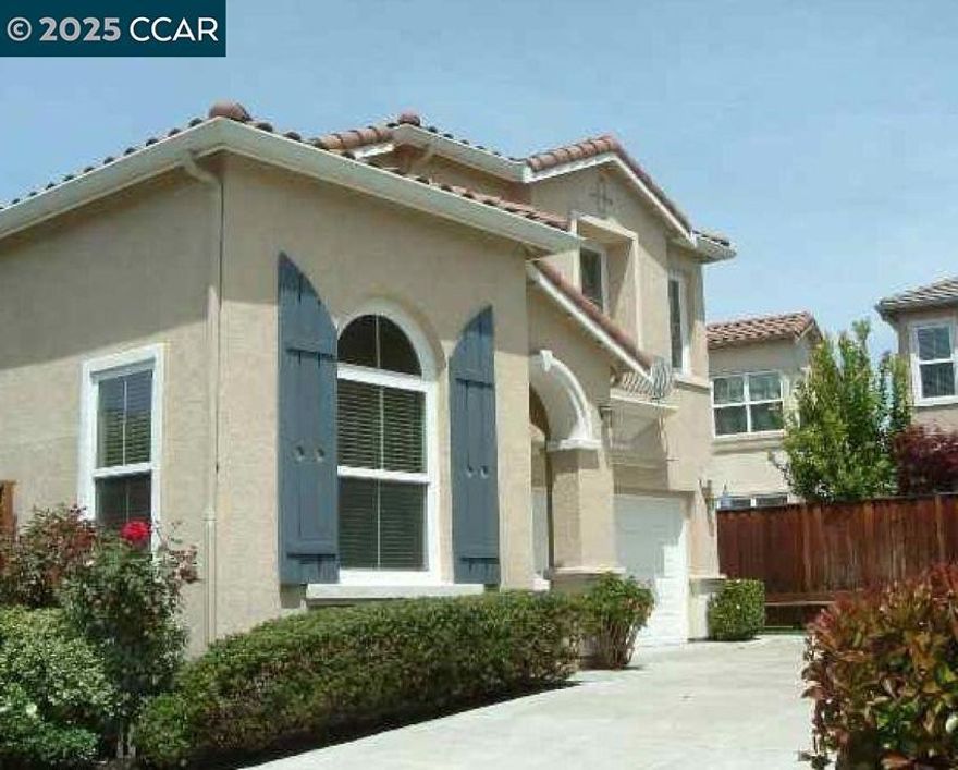 Homes seldom for sale in this small enclave of detached homes.  Presenting the home with more must have features with 4 car off-street parking, lush landscape including  lemon, plum, orange and rose trees, the largest covered patio ideal to host cozy relaxation or large celebrations  Equally impressive is the freshly painted interior,  vaulted ceilings, crystal chandeliers and large windows flooding the home with natural light.  As a testament to the sellers commitment to highest state of the art systems including all appliances,  HVAC, washer and dryer, dual pane windows, vinyl wood laminate flooring, on line six camera home security system, Nest thermostat, all designed to add comfort, convenience and efficiency.  Add an office nook, large primary suite with ceiling fan, custom walk-in closet, tub and stall shower, a secondary ensuite bedroom with ceiling fan and mirrored closet doors and an upstairs laundry closet with new washer and dryer.  The  location is ideal for anyone wanting an active lifestyle including Emerald Glen Park, scenic trails, kids playground and all K-12 grade schools.   Don't settle for second best.  Live the Dublin dream in a home with so many advantages, and only one savvy buyer will get this gem.
