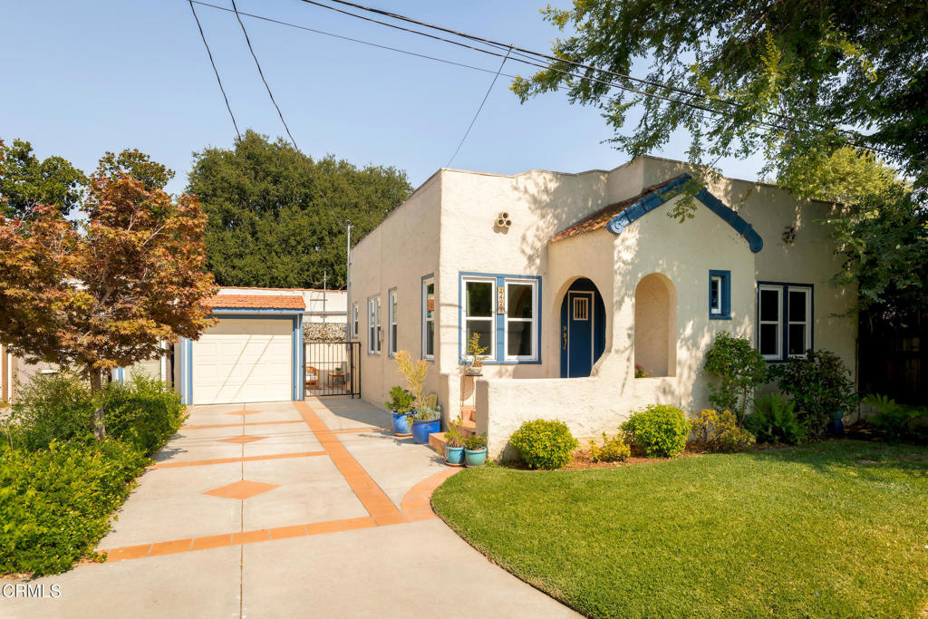 Tucked away at the end of a quiet cul-de-sac, this inviting 2-bedroom, 1.5-bath home offers comfort, privacy, and easy living. This Spanish gem has been well loved for decades by the present owners. As you step into the arched entry, you're greeted by a cozy living room with an abundance of natural light. Adjacent to the living room is the dining area, ideal for family gatherings and dinner parties. The kitchen retains its vintage charm with well-maintained cabinetry. The kitchen also features butcher block countertops and recessed lighting. Spacious bedrooms and loads of natural light enhance the warm, inviting atmosphere. Step out to your charming pergola patio, an idyllic space for celebrating with friends or for quiet dinners under the stars. Other features include a new electrical panel, electric car charger, double pane windows, Central AC/heat and much more! Close to Colorado Blvd and all that it offers! Welcome home!