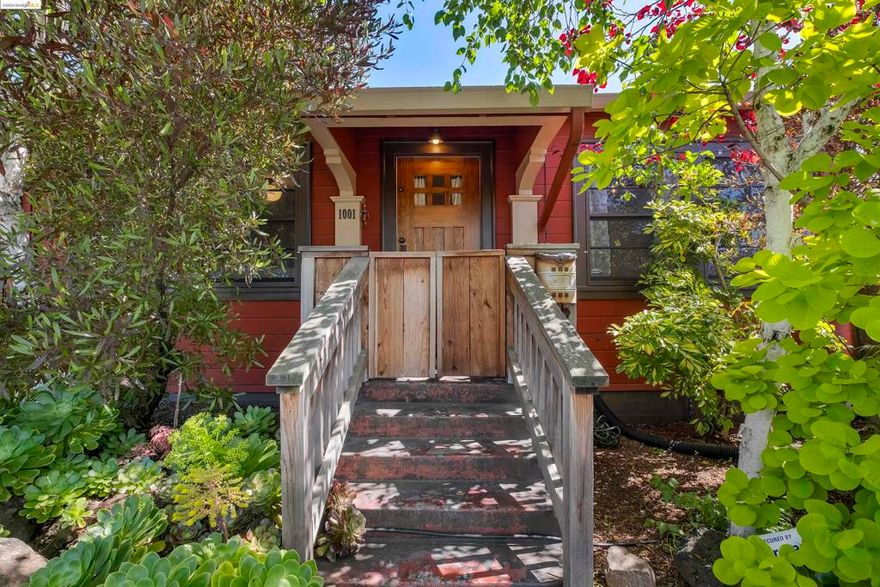 Nestled among the hustle and bustle of Oakland, awaits this charming and uniquely stylish bungalow, captivating you with its embrace! Experience the ultimate convenience of a walker's paradise boasting an impressive Walk Score of 93, ensuring effortless access to BART, shopping, and dining destinations just a leisurely stroll away. Easy access to i580 and Bay Bridge means a smooth commute. This chic home greets you with its amazing blue cobalt fireplace, hardwood floors, with views of the lush landscaping from every room. The French doors leading to the  large light filled main room, and the 40's deco details in the kitchen maintain the home's charm. The adjoining studio unit, with its own private entrance and side yard, creates flexibility with the home. The vintage kitchenette sink, pops of color, and slate floors give the bonus space a quaint feel; Perfect for guests, in-laws, or a home office- the possibilities are endless! The shade of the maple trees and wispy willows give the garden privacy and serenity.  The detached art retreat serves well if you are working from home or just need space to create! Main home is  2 bedroom 1 bath and the studio  has 1 bathroom. Let's host summer soirees, lay out on the deck, and barbecue to your heart's content!