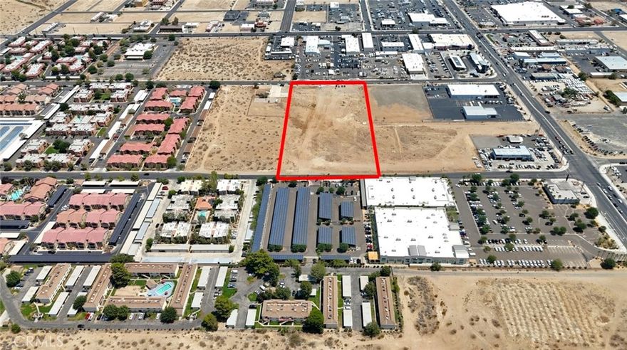 BEST PRICE ON THE MARKET – PRIME DEVELOPMENT SITE. Exceptional 5.199-acre vacant land in the heart of Victorville (Approx. Lot Dimensions: 331’ x 680’) with tremendous multi-family development potential – possibly 100+ units! Located within the Victorville Civic Center Specific Plan, this site is zoned Civic Commons, which encourages a vibrant live–work–play community. The zoning allows high-density residential (20–30 units per gross acre), making it ideal for apartments, mixed-use, or other compatible developments. Key Highlights: Street-to-street lot between Mc Art Road and Borega Road.  Surrounded by 7+ large apartment communities in the same block.  Self-storage facility nearby for added convenience.  Directly across from Victorville City Public Works offices.  Close to major employers, shopping centers, schools, and the I-15 Freeway for easy commuter access.  This strategic location offers a rare combination of density, amenities, and accessibility, making it a standout opportunity for developers.  Buyer to verify all information, zoning, and development potential with the City of Victorville and relevant agencies.