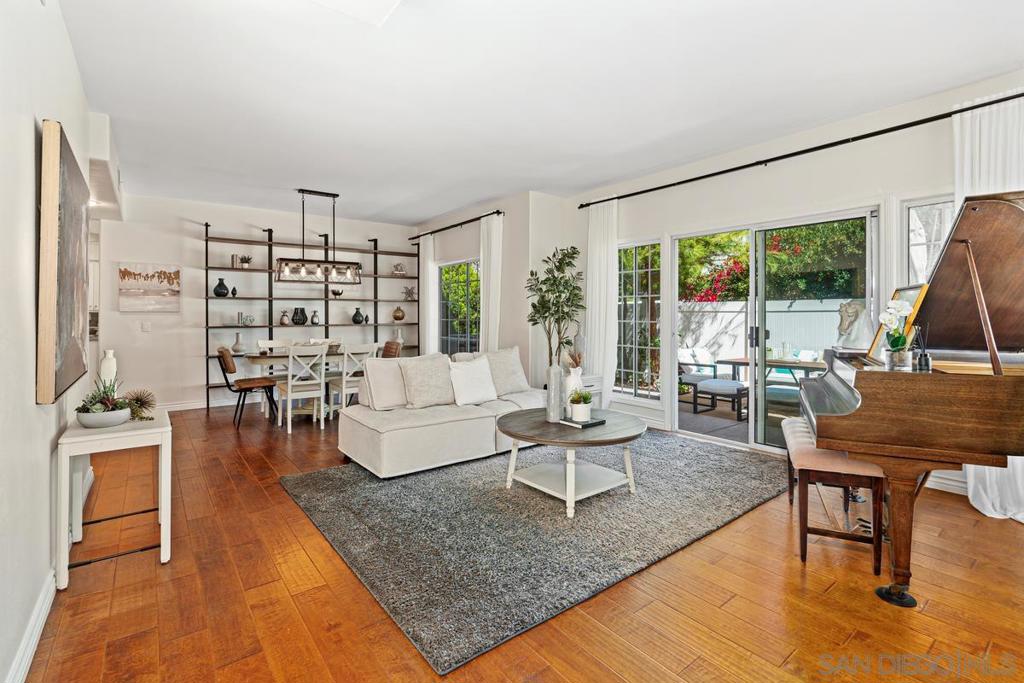 Turn key, two story townhome in La Jolla Gardens, walkable to La Jolla Village Square with restaurants, shopping, theater & more! Minutes to La Jolla Shores beach, UCSD & freeways 5, 805, 15, 52, 163. Spacious, light & bright with one bedroom on the main floor & two master retreats on the second. Loft in between masters, perfect for home office. Upgraded kitchen with granite counter, wood flooring in living. Double-wide private patio. Spacious backyard. Short walk to community pool and spa, and places for pets to roam!