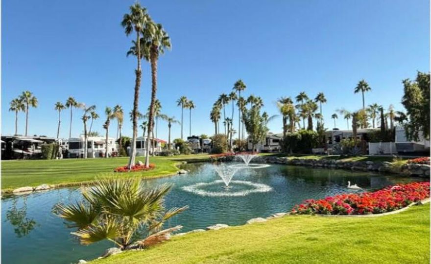 Lot 1206 - it's a gem! Imagine this: a gorgeous 2020 Mobile Suites golf cart, parked right on the back nine with amazing views of the mountains, a pond, and even a fountain! It's practically steps away from the clubhouse - think soaking up the sun by the pool, hitting up some Singo, or getting your pickleball game on. The RV itself (a 39DBRS3) is in fantastic shape and beautifully decorated. All the outdoor furniture you see in the pictures is included too! Let me know if you want more details.