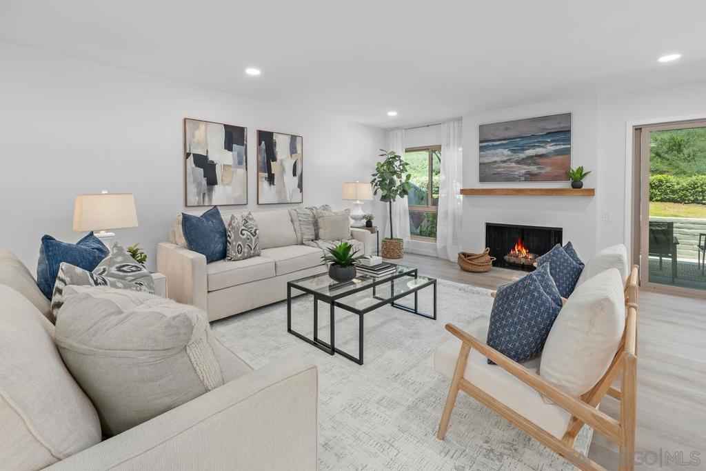 Stunningly remodeled 3BR/2.5BA 2,080 sq.ft. home tucked away at the end of a tranquil tree-lined cul-de-sac on the East Side of Mount La Jolla. This prime location has an expansive greenbelt at your backdoor— offering unmatched privacy and tranquility. The gorgeous remodeled open-concept kitchen features brand new appliances and quartz countertop with waterfall edge. Enjoy the large dining/family area and separate living room with fireplace. Beautiful luxury plank flooring throughout, fresh paint, and a bright interior orientation that floods the home with natural light. Generous primary suite with tastefully remodeled en-suite bath. Central A/C. Experience tranquility while enjoying two private greenscape outdoor patios plus balcony. The Mount La Jolla community is 63 acres and has resort-style amenities with four pools (heated year round), 4 USTA night-lighted tennis courts, Club house with large party facility with full kitchen and another meeting room with fireplace. Equipped gym with additional stretching room and steam saunas. Library with children's section. Putting green. It's like living in an urban forest with walking paths and amazing tree lined streets. Private roads, great for walks! This location is minutes to La Jolla Village, La Jolla Cove, Top-Rated Schools, restaurants, shopping, Pacific Beach, Mission Bay, beaches, Boardwalk and more. This home is Ideal for families, professionals, or downsizers looking for peaceful, amenity-rich living in a prime La Jolla location. ***Concierge HOA Services Include: Spectrum TV – Platinum Level with HBO, Showtime, Two DVR Boxes including the DVR Service Fee, High Speed Internet, Free Router and Wireless Modem. All Water Usage – Inside and Outside. All Exterior Maintenance Including Roofs and Painting. Termite. Sewer and Trash. Fire and Earthquake Insurance. Landscaping and Streets - Maintenance, Gardening, and Landscaping for 63 Acres. Onsite manager and maintenance staff.