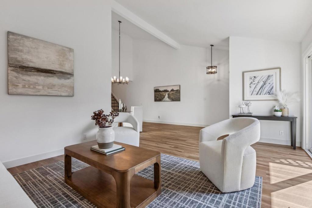 This luxury townhome is located in the sought after Winston Village and in the excellent San Mateo-Foster City School District. Newly remodeled with engineered hardwood floor and a gourmet kitchen, this two-level residence features a contemporary open floor plan and high, vaulted ceilings on the first floor. The spacious living room opens onto a fenced in exterior patio. A sunny interior atrium is located off of the dining area and kitchen is perfect for enjoying an outdoor meal. The spacious kitchen has stainless steel appliances and plenty of counter space. A half-bath and direct access to the private two-car garage finishes off the first level. Upstairs the primary suite contains a large beautiful bathroom with a spa-like shower. Two additional bedrooms share a spacious hall bathroom. This property is ideally located with easy access to 101 and 92 freeways.