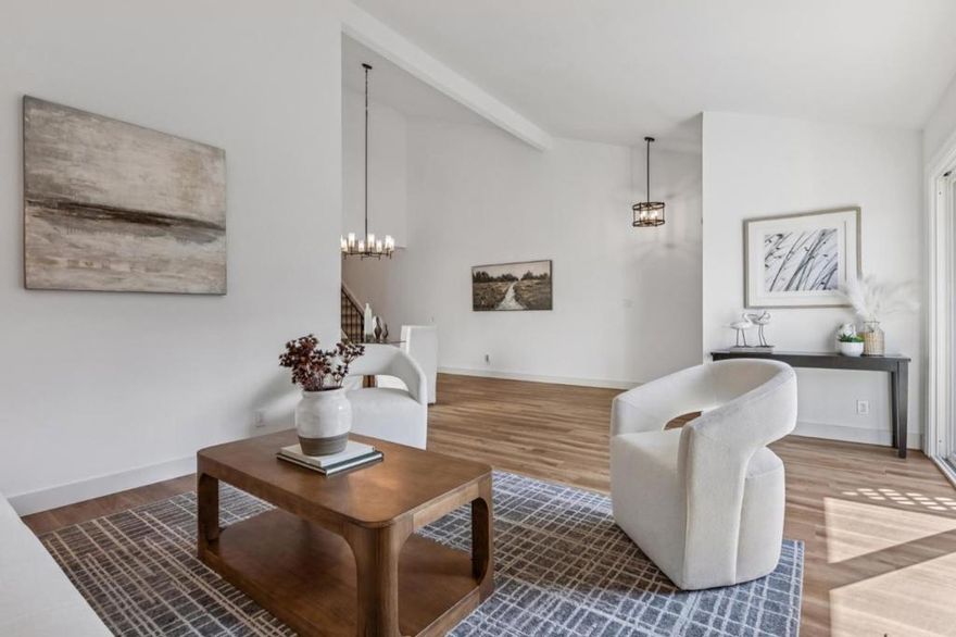 This luxury townhome is located in the sought after Winston Village and in the excellent San Mateo-Foster City School District. Newly remodeled with engineered hardwood floor and a gourmet kitchen, this two-level residence features a contemporary open floor plan and high, vaulted ceilings on the first floor. The spacious living room opens onto a fenced in exterior patio. A sunny interior atrium is located off of the dining area and kitchen is perfect for enjoying an outdoor meal. The spacious kitchen has stainless steel appliances and plenty of counter space. A half-bath and direct access to the private two-car garage finishes off the first level. Upstairs the primary suite contains a large beautiful bathroom with a spa-like shower. Two additional bedrooms share a spacious hall bathroom. This property is ideally located with easy access to 101 and 92 freeways.