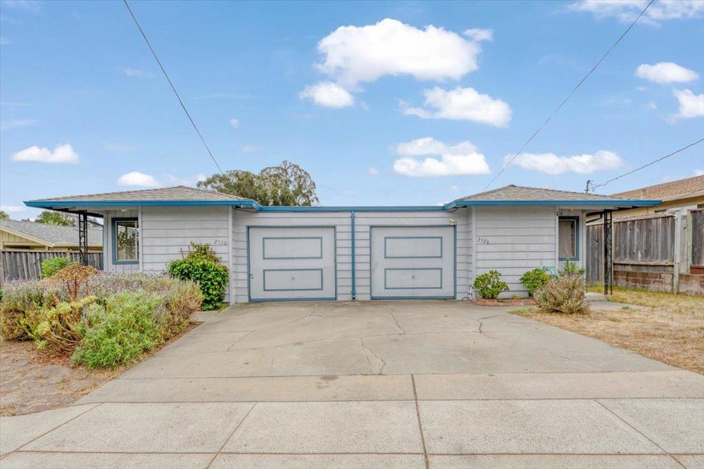 Great Income Property! Single Level Duplex on the border of Capitola and Live Oak. Both units have 2 bedroom and 1 bathroom, single car garages, laundry hookups, and private large yards. A sizeable lot of 6,752 square feet, offering ample space for pets, outdoor activities and potential landscaping opportunities. Brand new roof installed Sept 2025, separate electric meters, and nice size bedrooms. Minutes to beach, surf, restaurants, shopping, parks, etc. Buyer to verify school district boundary lines.