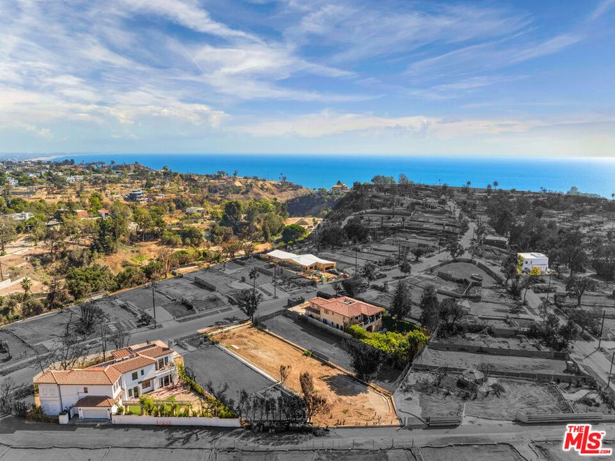 Secure a significant advantage in the rebuilding process with this exclusive offering in Pacific Palisades--a prime, 10,024-square-foot through lot located west of Sunset in the Las Casas Loop neighborhood. This parcel not only provides scale and location, but a streamlined path toward development with RTI plans by renowned firm SCALA (2025), geo report (2025), topo survey (2025), structural engineering report (2025), asbestos report (2025), and phase 1 & 2 debris removal report--all included in the sale. The plans represent a rebuild of the former residence, which was a Traditional-style coastal home spanning 5,218 SQFT with 5-bedrooms, 6-bathrooms, a dedicated office, peek-a-boo ocean and mountain views from the upper level, and a resort-style backyard with pool and spa. Buyers may choose to rebuild this vision or reimagine their own on this expansive parcel in a prime location. Supremely positioned just minutes from Palisades Village, Palisades Charter High School, and the beach, this offering presents both short-term value and long-term upside in a highly sought-after coastal community undergoing thoughtful renewal.