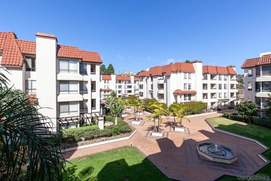 Easy Living with Ideal Lock & Go Lifestyle from this Immaculate Condo in The Courtyards! Direct Courtyard Facing Location with Covered Balcony, Gas Fireplace, 9ft Ceilings, Central A/C & Heat (New in '24), Brand New Carpet, Neutral Tile in Kitchen & Baths, In-Unit Laundry, Large Cook's Kitchen with Deep Single Bowl Sink & Stainless Appliances! Enjoy Resort Living with Guard Gated Access, just minutes to Fashion Valley, USD, Mission Bay & Mission Valley YMCA! Amenities include Pools, Spas, Tennis, Saunas, Racquetball, Exercise Room & Beautiful Grounds!