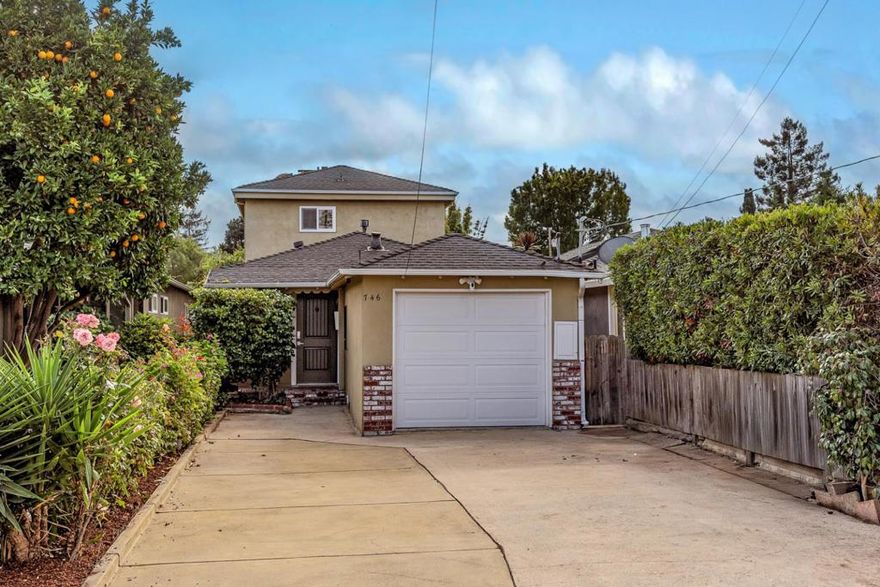 Beautifully remodeled with turnkey appeal, this North Fair Oaks gem showcases modern livability midway between Silicon Valley and San Francisco. The flexible two-story layout features two bedrooms and two remodeled baths, all enhanced by a palette of soft designer colors and white oak engineered hardwood floors. The open living area at the entrance has a modern chandelier and connects seamlessly to the sleek kitchen with a quartzite-topped peninsula with counter seating, custom suspended vent hood, and stainless steel appliances. At the rear of the home is a spacious family room that opens to the private paver-finished rear yard. A main-level bedroom and bath are complemented by the upstairs primary suite with walk-in closet, western hill views, and well-appointed bathroom. Smart features include a Ring doorbell, keyless front entry, and a smart thermostat along with central air conditioning. Roses, geraniums, and a camellia enliven the setting, which has ample off-street parking and an attached 1-car garage. Just blocks from the Redwood City Stanford campus and minutes to Meta headquarters and Highway​​‌​​​​‌​​‌‌​​‌​​​‌‌​​​‌​​‌‌​​​‌​‌​​​‌‌​ 101.