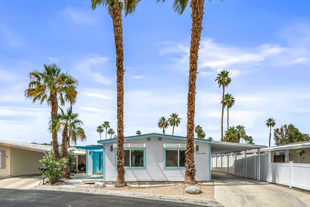 Stunningly Renovated Mid-Century Home -- Better Than New!
This beautifully updated home combines timeless mid-century charm with modern luxury. Featuring a fully drywalled interior, water proof laminated-wood and tile flooring, and sleek quartz countertops throughout. The gourmet chef's kitchen includes bamboo cabinetry, high-end white appliances, a pot filler an oversized sink, and a movable quartz island -- perfect for cooking and entertaining.A separate, spacious bar area offers versatile use as a den or lounge. The expansive main bedroom boasts a walk-in closet, while the luxurious en-suite bathroom features a large tiled walk-in shower and a double quartz vanity. Enjoy an open-concept layout that maximizes natural light and flow. The home also includes a 220V outlet in the carport, perfect for convenient electric vehicle charging -- a smart upgrade for modern living.Located in El Dorado Palm Estates, a vibrant 55+ gated community where you own the land -- offering resort-style amenities and a true sense of community.