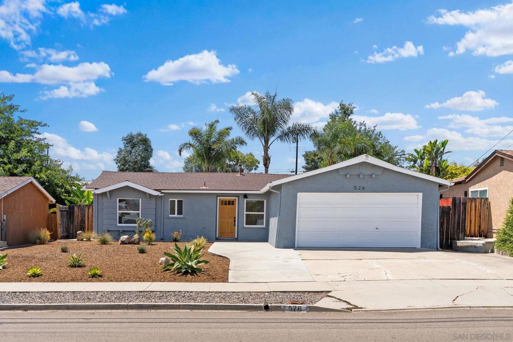 Welcome to 526 Osage Street, a beautifully remodeled 3-bedroom, 1.5-bath home in Spring Valley. Inside, enjoy quartz countertops, stainless steel appliances, new flooring, sleek modern ceiling fans, and an updated bathroom vanity. Step outside to your palm-lined backyard with lush green grass—perfect for entertaining, pets, or hosting weekend BBQs. With central AC, newly done epoxy garage, and move-in-ready finishes, this home blends indoor comfort with outdoor living. Conveniently near the 125 freeway, you’re just a short drive from San Diego’s favorite beaches and attractions.
