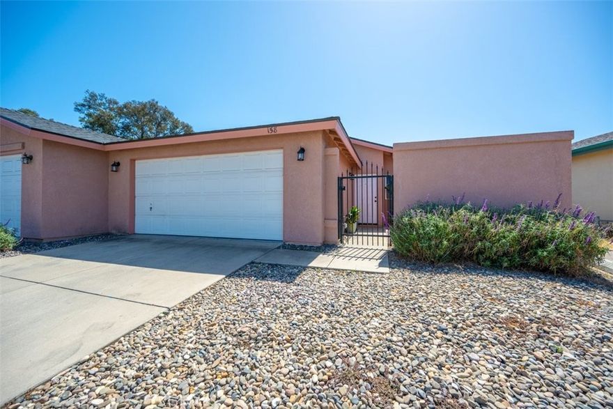 Lovely bright and cheery, single level, 3 bedroom 2 bath home in convenient Nipomo neighborhood just 1 mile from Historic Dana Adobe. This home is immaculate and in move-in condition with a front enclosed courtyard perfect for entertaining and a private backyard with a garden bed just ready to be planted. The home boasts vaulted ceilings, storage closets and recessed lighting along with a cozy office/desk nook. Recently painted walls and cabinets along with newer neutral carpeting, gives the home a modern feel. Refrigerator, microwave and new Bosch dishwasher plus air fryer functionality with the oven are included along with the patio furniture. Custom made rear patio awnings add to the homes charm and provide shade during those warm coastal days. Only common wall is the garage! Easy access location to many amenities, including ample shopping, famous steakhouse, coffee shops, nurseries, swap meet and more!