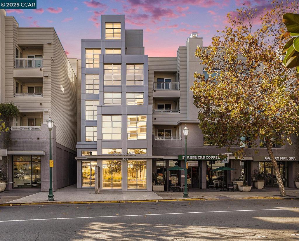 RARE AND REMARKABLE at the Mercer. Spacious 2-bedroom, 2-bath approximately 1400 sqft per builder with COVETED CITY VIEWS. One of the most sought-after locations within the Mercer. At the front of the building facing EAST overlooking N California Blvd. There are only a handfull of Mercer units with this floorplan. All interior walls have been freshly painted and there is new bedroom carpeting. The living room is expansive with 6 new LED recessed lights; done with permit and HOA approval by a licensed electrician. The flooring is a rich wide-plank oak hardwood. New LED recessed lighting has also been added in both bedrooms. It is a bright OPEN floorplan; the current origianl owner has had parties of up to 50 people in the unit. DOWNTOWN WALNUT CREEK IS YOUR PLAYGROUND. Prime downtown location across from the Lesher Center and steps to top dining, shopping and entertainment. BART is about 2 blocks away. RESORT LIKE AMENTITIES: huge lap pool, gym and resident lounge. EXCEPTIONAL EXTRAS--3 DEEDED PARKING SPACES AND 3 STORAGE SPACES. Seller paid $25K extra for the 3rd parking space. Transitioning from a larger home? These extras make the move seamless. A rare combination of space, style and convenience. EXCEPTIONAL AND WORTH A LOOK! FIRST OPEN HOUSE SUNDAY 9-21-25 1-4PM.