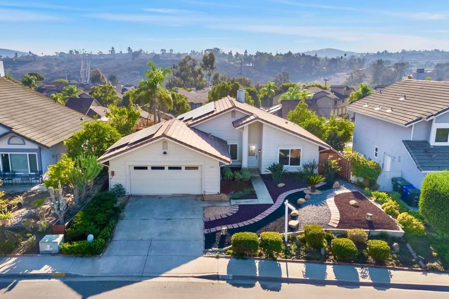 If privacy, convenience and panoramic views are important to you, you’ll appreciate the elevated location of this bright and breezy single-story 3-bedroom 2-bath home in Avocado Village in La Mesa/Rancho San Diego. Built in 1985, this move-in ready home offers 1,420 sqft of living space on a 5,831 sqft lot. It features vaulted ceilings in the living area and primary bedroom, a brick fireplace in the dining room, dual-pane windows and sliding doors throughout, new laminate flooring and freshly painted interior surfaces. The open-concept kitchen includes stainless steel appliances and generous cabinet space. The private low-maintenance backyard is ideal for entertaining, relaxing and enjoying the cooling breezes and stunning views that are spectacular in every light. Additional features include an attached 2-car garage with built-in cabinets, side-by-side washer & dryer and plenty of storage options. With quick access to the 94 freeway and Avocado Blvd, this home is close to Grossmont Hospital, Grossmont Shopping Center, Cuyamaca College, Casa de Oro, Mt. Helix Park, Damon Lane County Park, banks, restaurants and public transportation.