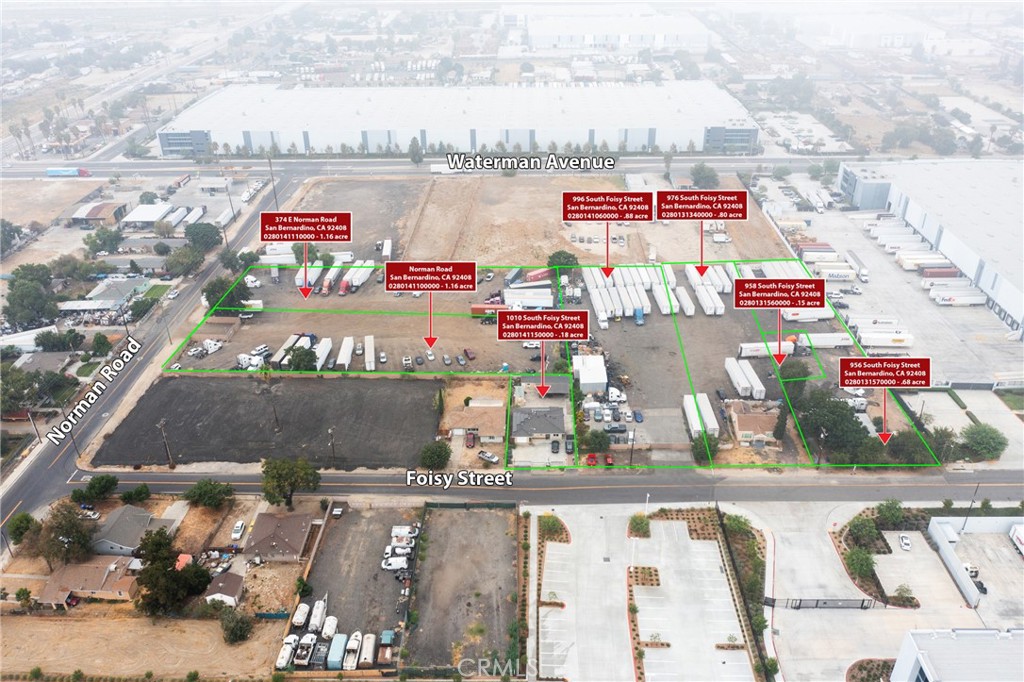 Great opportunity for development in San Bernardino, with this approximately 5.12 acres of land for sale in the fast growing industrial area. This includes 7 separate parcels, with frontage on multiple streets. There are several structures on the land for possibly office space. This property is centrally located to the 10, 210, 215 freeways, as well as the the San Bernardino International airport, and the rail system. The city is home to major employers like Amazon, Stater Bros, Cal State San Bernardino. San Bernardino presents a wide range of economic opportunities for businesses. There's a diverse economy, along with a strategic location, there's a lot of growth and opportunity. Buyer to verify all use and zoning with the city of San Bernardino.