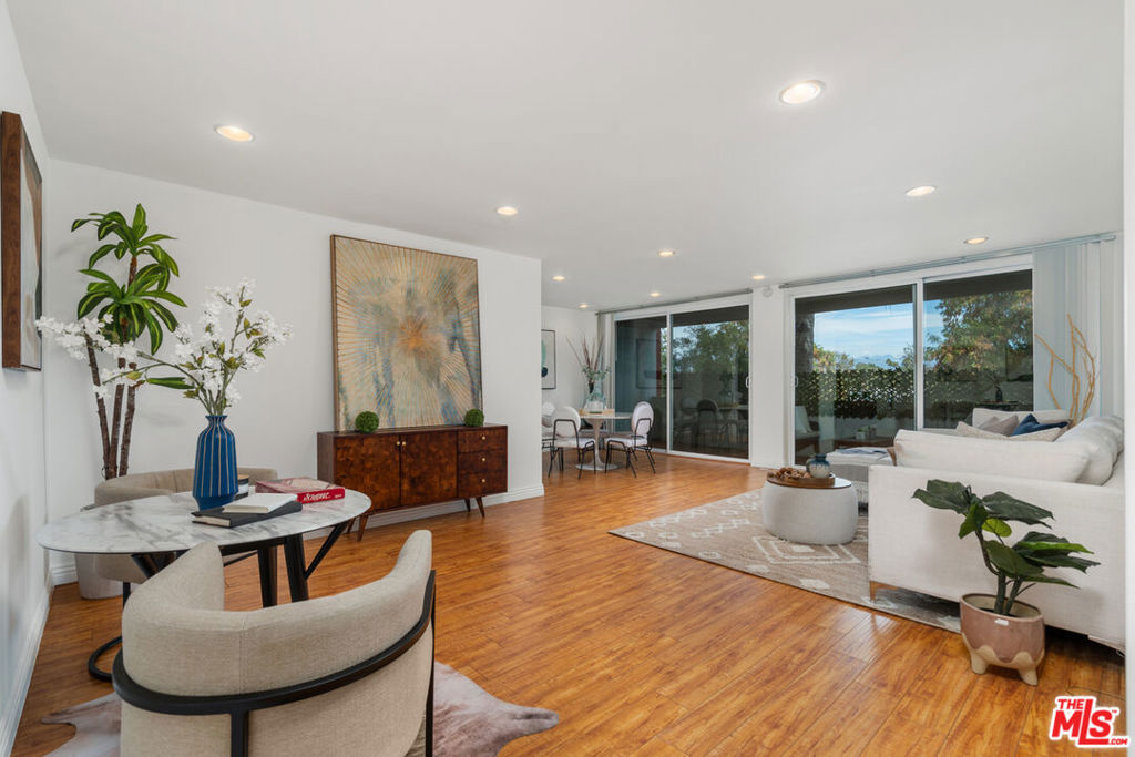 INCREDIBLE VALUE IN SHERMAN OAKS! RARE, SINGLE LEVEL, 3BD/2.5BA, HUGE - NEARLY 2000 SQ FT, IN GREAT LOCATION, OVERLOOKING SHERMAN OAKS PARK. LARGE PRIMARY SUITE WITH OVERSIZED CLOSET, WIDE BALCONY WITH LOVELY PARK VIEW, SECURED GARAGE PARKING AND ENTRY, POOL, IMMACULATE UNIT, WONDERFUL NEIGHBORHOOD. This is the deal you've been waiting for! Unit 203 is an end-unit condo with only one attached wall, that lives like a home. In the prime Fashion Square area, literally steps from wonderful Sherman Oaks Park -- featuring a lovely view of its greenery -- and fully renovated in 2013, this unit is truly a unicorn: at 1946 sq ft, it's the largest move-in-ready condo available in all of Sherman Oaks priced UNDER $800K! You won't believe the amount of space here, but its size is just the beginning of this home's value. Luxury Living is the vibe throughout, from the moment you enter the impressive foyer with double-sized coat closet. The massive living room provides a light, clean slate for your design dreams, with smooth ceilings, recessed lighting, and plenty of wall space for your art -- all ready for you to customize to your personal vision. The dining area is waiting for your lively dinner parties, and the ample balcony spans the entirety of the main living space, where you and your guests can enjoy a beverage and a breath of fresh air while admiring the treetop and mountain views. The tasteful kitchen boasts chef-friendly counter space, uncommon-and-fabulous double ovens, and a great BONUS - laundry in a separate alcove, along with a ton of additional storage space. Down the hallway, you'll find a wall of cabinets for linens and other personal items, an over-sized powder room, full bathroom with tub/shower combo, 2 ample bedrooms with generous closets and ceiling fans, and a fantastic primary suite with ceiling fan, customized walk-in closet and en-suite bath, complete with separate tub and shower. All of the unit is renovated with elegant, lovely finishes. And the building's crown jewel is an enormous RESORT STYLE POOL and SPA for your outdoor lounging and dipping pleasure. There's also a gated garage and intercom entry to the building for your safety and security. The unbeatable location is a 5-6 minute stroll or roll to the new Trader Joes at Citrus Commons and Bloomingdales/Westfield Mall, and mere minutes to Ralphs, Gelsons, & Whole Foods, as well as Ventura Blvd with its numerous popular restaurants and shops. Also, unlike many buildings in the area stuffed together on major thoroughfares, Tyrone is a quiet, lovely side street adjacent to a plethora of new-construction multi-million dollar single family homes. The possibilities are endless here, and the condo is an INCREDIBLE VALUE not to be missed, on all levels. Schedule an appointment to see it today!