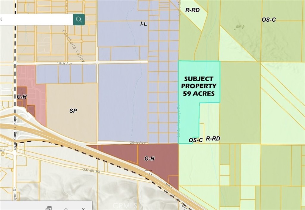 Outstanding Development Opportunity – 59 Acres in Desert Hot Springs Prime location just off Interstate 10 Fwy in a rapidly growing community. This expansive parcel has utilities nearby, new Amazon Warehouse that is currently under construction and is an adjacent parcel, new 4 lane paved road expansion, new development springing up all over this hot area. Easy freeway access right off of Interstate 10 Fwy at N. Indian Canyon Dr, Desert Hot Springs, Offered at $85,000 per acre. Buyer to verify lot size, boundaries, zoning, utilities, and potential uses with the city.