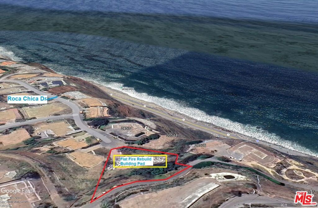 Prime 1/2 Acre Fire Rebuild Lot in Highly Desirable Big Rock Mesa Neighborhood of Malibu! Huge flat Building Site with beautiful ocean and city light views. Located only 1/2 miles from Pacific Coast Highway on a quiet cul de sac . Lowest priced Fire Rebuild lot available in the Big Rock area. Previous home was over 2500 sq.ft plus a 400 sq.ft garage ..Fast Fire Rebuild permit process allows 10% larger home too . Big Rock homes sell for from $1500 to $2000 per foot .... a new home on this property would be valued over $4.5m ! One of the best Land buys in Malibu!