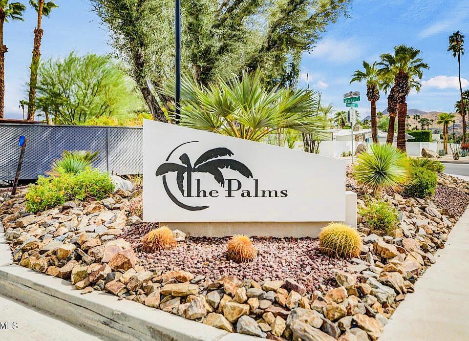 Welcome to The Palms, a gated and architecturally significant community in the coveted Little Beverly Hills neighborhood of Palm Springs. This beautifully maintained 2-bedroom, 2-bathroom condominium blends iconic mid-century design with modern comfort, all within minutes of vibrant downtown Palm Springs.Designed by famed architect Hugh Kaptur, this 1,230 sq. ft. unit offers a bright, open layout and tasteful finishes throughout. Enjoy abundant natural light from skylights in both the entryway, master and guest bathroom, and take in stunning south-facing mountain views from your living room balcony. A second private balcony off the primary bedroom offers a peaceful retreat with north-facing views.The kitchen features granite countertops and stainless steel appliances, and the unit includes a washer and dryer for added convenience. Offered fully furnished, this home is truly move-in ready--ideal for a full-time residence, vacation home, or to add to your rental empire.Community amenities include:Two sparkling swimming poolsTennis and pickleball courtLush landscaping and well-maintained groundsGated entry for privacy and securityAll of this just 5 minutes from downtown Palm Springs, where you'll find world-class dining, shopping, and entertainment.