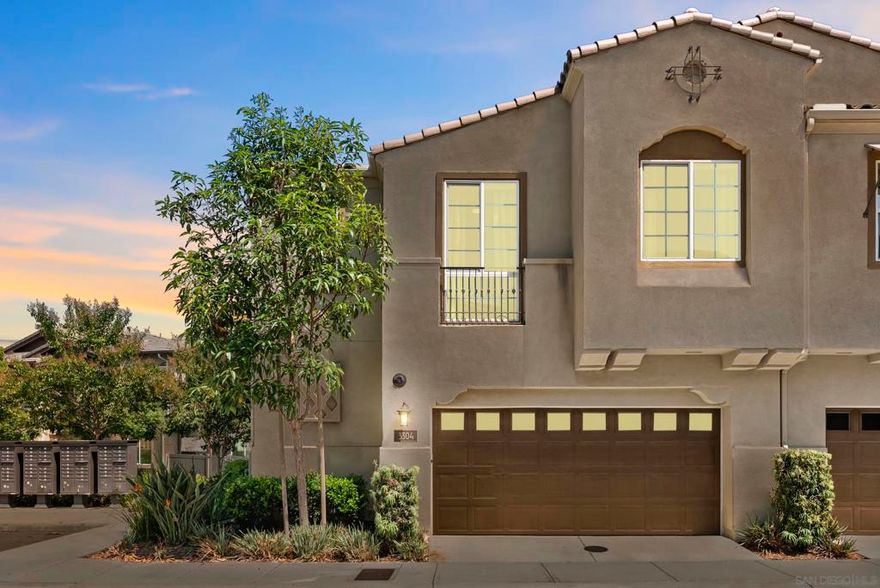 This corner-lot twin home enjoys open park views and the privacy of having only one direct neighbor. Built in 2020 within the sought-after Acacia at the Preserve community, it features a bright two-story design with 3 bedrooms plus a loft, an attached 2-car garage, and a private fenced yard with a spacious patio and upper-level deck for outdoor living. Highlights include a tankless water heater, A/C, upgraded electrical features, and a stylish kitchen with quartz countertops, a center island, designer backsplash, stainless steel appliances, and generous storage.  Convenient guest parking is located right beside the home. Acacia residents enjoy access to a resort-style recreation center with a fitness facility, beach-entry pool, spa, BBQ area, playground, and outdoor fireplace. The Preserve connects directly to miles of scenic trails within the Carlsbad City system bordering the Buena Vista Creek Ecological Reserve, and the location offers easy access to shopping, dining, major freeways, and award-winning Carlsbad Unified schools.