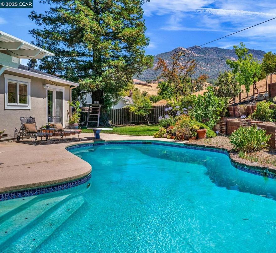 Stunning 4 bedrooms plus main level office (or 5th bedroom), 3 full bathrooms, 2324 sq ft. home. When you enter you are greeted with the elegant formal living room w/vaulted ceiling, wine rack, entertainment center & Formal dining room. If you love to cook, you'll appreciated the updated kitchen w/ SS appliances, gas stove, extensive upscale white cabinetry, quartz counters, large informal eating area w/slider to yard. Family room with fireplace, built ins and slider that opens to the covered backyard patio area, Perfect flow for entertaining. Primary with dual closets (one is walk in) Sumptuous bathroom w/ venetian plaster by a true Italian artist. Engineered hardwood throughout most of the home. Stunning backyard with pool, hot tub, cool deck patio & pool surround, perfect to help keep it cooler during the hot summer days. Large grass area for play. Numerous citrus & fruit trees. Mature trees for shade. Front yard has drought resistant plants & trees. Both side yards are large and perfect for your toys. Storage shed currently in one side yard and still tons of room.  Extra space in driveway as well. Home backs to open space.