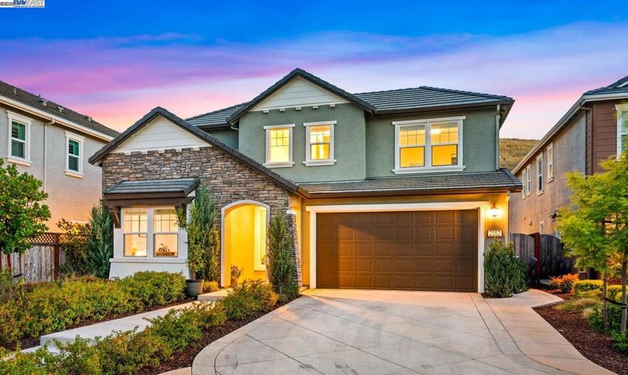 Welcome to your dream home located at The Preserve in the rolling hills of San Ramon! This stunning, 2021 built Lennar home is perfectly positioned in a cul-de-sac with no rear neighbors, offering open space, privacy, and scenic views. Inside, you’ll find a modern open-concept layout with soaring ceilings and an abundance of natural light. The chef’s kitchen is the heart of the home, featuring a large island, quartz countertops, crisp white cabinetry, GE stainless steel appliances, a gas cooktop, double ovens, and a spacious walk-in pantry—perfect for entertaining and everyday living. The main level includes a luxurious primary suite with hillside views, a spa-like bathroom, and walk-in closet. A second bedroom and full bath on the first floor add flexibility for guests, in-laws, or a home office. Upstairs, a large loft offers endless possibilities—ideal for a media room, office, gym, or play area—along with two additional bedrooms and a full bathroom. Owned solar saves electrical bills. The Preserve offers resort-style living with exclusive amenities: clubhouse, pool, parks, trails, and a recreation center. Conveniently located near award-winning schools, San Ramon City Center, shopping, 680, Downtown Danville, Whole Foods, Target and so much more!  Welcome Home!