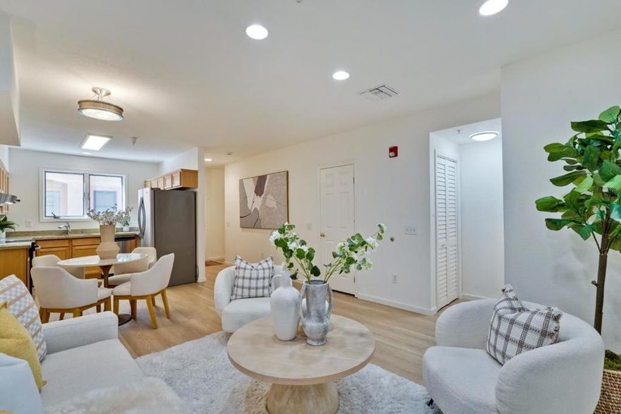 Prime location in Downtown Mountain View, one block off Castro! Secure gated community. The two-level open concept floor plan has no one above or below. Central AC & heating, inside laundry, with two underground parking spaces and extra storage. Brand new carpet in all bedrooms upstairs, newly installed water proof engineering wood floor throughout kitchen, living room, bathrooms. Steps from downtown Castro Street dining & entertainment. A five minute stroll to CalTrain & VTA. Ten minute bike ride to Google Quad campus.