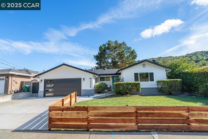 Welcome to 2358 Wright Avenue, a stunningly remodeled 3-bedroom, 2-bath home with 1,359 sq. ft. of living space on a spacious 0.15-acre lot in the highly sought-after Pinole Valley Neighborhood. Every detail has been thoughtfully updated to create a fresh, modern living experience. This single-level residence showcases a brand-new roof, new floors and baseboards, and a crisp new exterior paint finish and new stunning garage door, new bathrooms, new kitchen, new recessed lighting throughout, new window, a bright hallway enhanced by skylights, and a seamless flow that blends comfort with style. The newly remodeled kitchen shines with contemporary finishes, while the primary suite offers a gorgeous new bathroom and a phenomenal, customized closet. The hall bath has been partially remodeled, balancing function and charm. Step outside to your spacious backyard retreat featuring a new concrete patio and gazebo, perfect for entertaining, dining, or relaxing outdoors.  The location is unbeatable: just minutes to Pinole Valley Park with trails, playground as well as Amber Swartz Park. Convenient shopping and dining options are nearby at Pinole Valley Shopping Center and Vista Crossing. Hurry this won't Last long!!!Call Nile Realty and Team for Private showings at 510-305-1371.