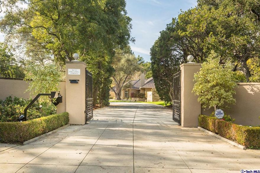 Gated one story Sophisticated Traditional located steps from Langham Hotel on private street. Newly landscaped park-like 38873 square foot lot. 2 Bedrooms, 3 baths and additional Guest Room & Bath with outside entrance. Beautifully newly decorated, new roof, new driveway.