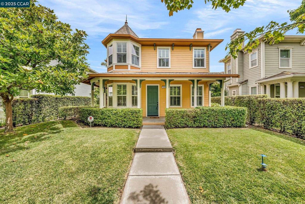 "Elegant Multi-Generational Living in Historical Mare Island" Exceptional home offers 5 bedrooms 3.5 bath which includes a studio unit (with kitchen & bath) above garage (ADU/ 5th bedroom)...DOWNSTAIRS offers an ornate wrap-around covered porch that leads to a charming living room, alcove with fireplace. The inner half has the dining, family room with the 2nd fireplace plus a versatile bedroom with walk in closet or an expansive office. Features high ceilings, recessed lights, tall double-pane panel windows outfitted with custom plantation shutters throughout. The gourmet kitchen has views of the serene garden-it has granite counters, a large island, a roomy pantry, quality cabinetry and appliances. UPSTAIRS you'll find a luxurious primary suite with walk-in closet, a soaking tub with separate vanity spaces, two bedrooms, a full bath, and a dedicated laundry room to complete it. Enjoy outdoor gatherings at the zen garden/retreat framed by mature palm trees, vibrant flowering shrubs, custom trellis, and cascading water fountain... 3-CAR garage (one side tandem), prewired EV charging, and multi-zoned HVAC. Near Ferry, easy freeway access.