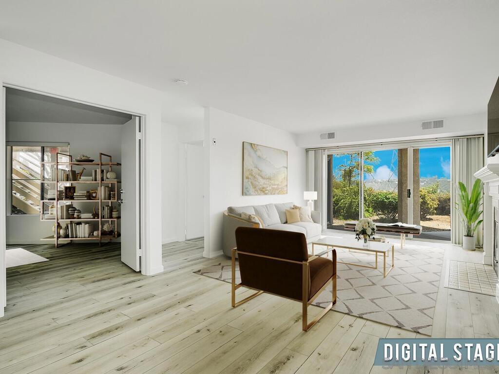 Upgraded Ground-Floor Unit with Stunning Views. Set above Mission Valley in the sought-after City Scene community, this spacious 3-bedroom, 2-bath ground-level unit offers the perfect blend of style, comfort, and convenience. With 1,271 sq ft of living space and panoramic views, this home stands out for both its location and thoughtful upgrades. The unit includes a total of three parking spaces: two in a private tandem garage and one additional non-garage space with a permit/decal. Inside, you’ll find a long list of improvements designed to enhance daily living. Luxury vinyl plank flooring adds a clean, modern touch while the interior paint creates a bright and inviting feel throughout. The kitchen has been upgraded with marble countertops and a new single-bowl stainless steel sink with a built-in cutting board—great for both cooking and entertaining. The remodeled primary bathroom features dual sink vanities and a sleek new shower enclosure, offering a private retreat at the end of the day. Additional updates include a newer water heater. Step outside to your private patio to enjoy open views and breezes, or take advantage of the resort-style amenities, including a large pool, spa, and fitness center. Perfectly situated in central San Diego, this unit offers quick access to everything from Fashion Valley Mall and Snapdragon Stadium to USD, SDSU, Mesa College, downtown, beaches, hospitals, and the airport. The City Scene community features a range of amenities including a pool, spa, fitness center, and BBQ area, with water and trash conveniently included in the HOA dues.