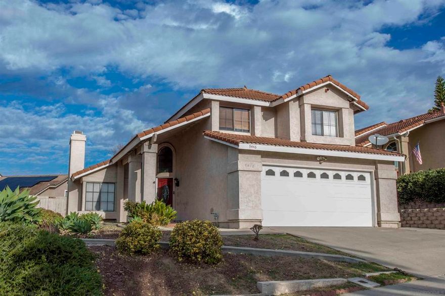 Nice curb appeal, upgraded home featuring wood flooring, custom iron staircase, granite countertops. 3 bedrooms, 2.5 baths,  plus enclosed patio as 2 seperate rooms, currently used as office and kids play room. Great floor plan with vaulted ceilings and plenty of windows. AC. Top ranked Poway schools: Canyon View Elem, Mesa Verde Middle, Westview High. Close to shopping, library, YMCA, easy access to 56 & 15.