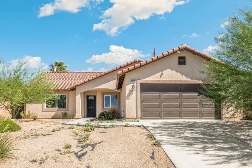Enjoy Spacious Open Floorplan Living at Its Very Best! Take advantage of the Owned Solar in this 2022-built, energy-efficient home to keep your utility costs low. Upon entering, you'll love the grand vaulted ceilings in this highly upgraded 4-bedroom, 2-bathroom home. Kitchen features include upgraded cabinetry with designer granite countertops--an ideal space for entertaining family and hosting social gatherings. Tile flooring runs throughout the main living areas, carpet flooring in the bedrooms, and the modernized, highly upgraded bathrooms add a luxurious touch. The list of upgrades goes on and on! Enjoy expansive views of the San Jacinto Mountains from your living room, and complete privacy within your fully walled backyard. Located just two blocks from Miracle Springs Resort & Spa. You've got to see this home!